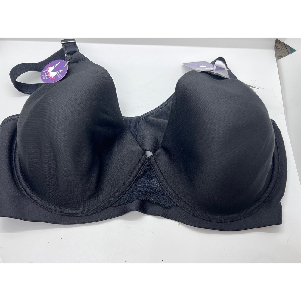 Hanes Ultimate SmoothTec Band Full Coverage Underwire Bra Black 40C DHHP17